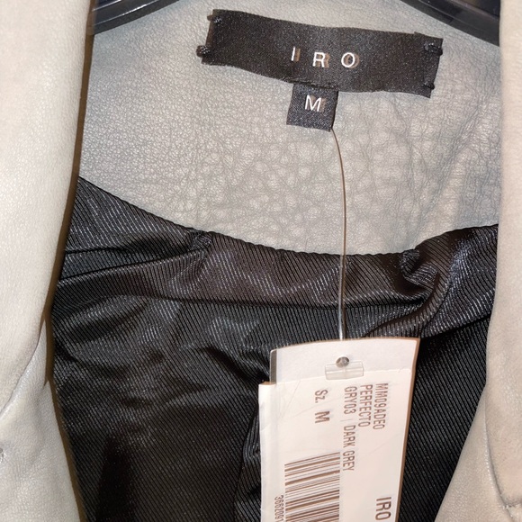 Iro leather jacket size M grey with green hue real leather NWT - Picture 2 of 11